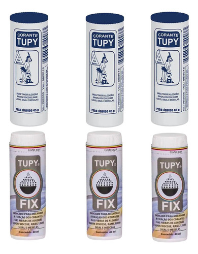 Kit 3 Corante Tupy Azul Marinho Tingir Jeans +3 Tupy Fixador