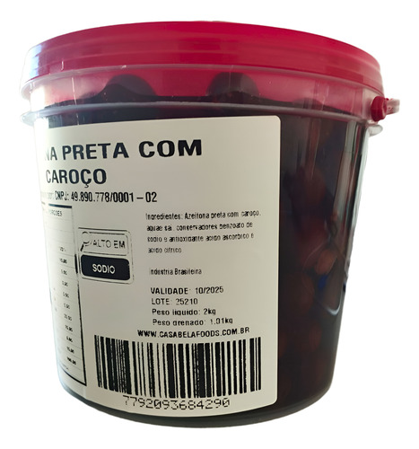 Azeitona Preta Com Caroço Balde De 1kg