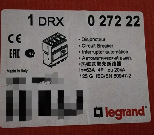 Interruptor Moldeado Drx 125 4p 63a 20ka Ref. 27222 Legrand