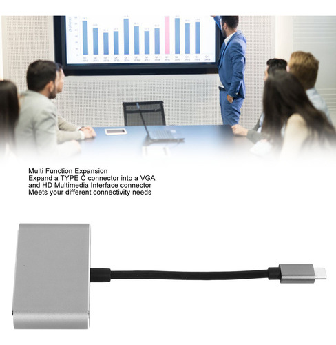 Hub Dock 2 En 1 Tipo C A Vga+hdmi Hd Spliter-abs