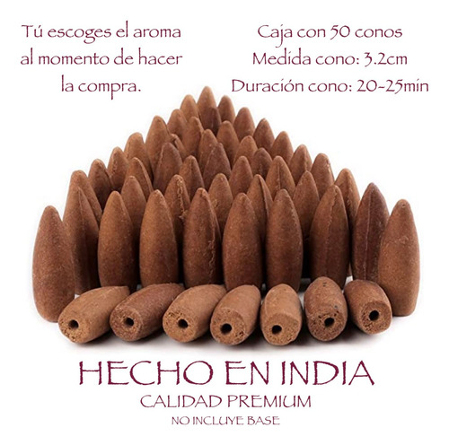 Inciensos Aromaticos Cono Reflujo Invertido Cascada 50pz