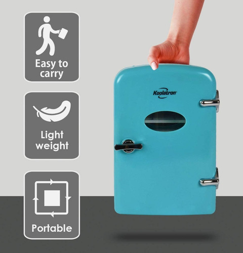 Mini Refrigerador Retro Azul Portatil Calentador Viaje Koola