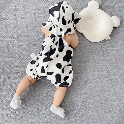 Conjunto De Mameluco Casual Con Estampado De Vaca Para Bebés