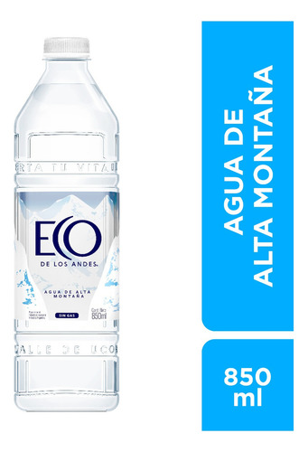 Agua Mineral Eco De Los Andes - Sin Gas - 6 Botellas X 850ml