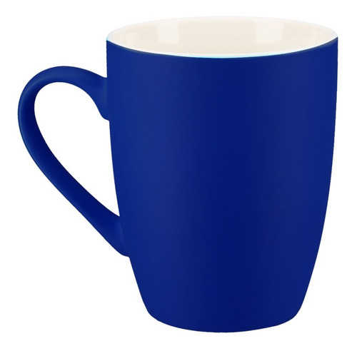 Taza De Cerámica Con Acabado Rubber, Capacidad. 400 Ml Color Azul