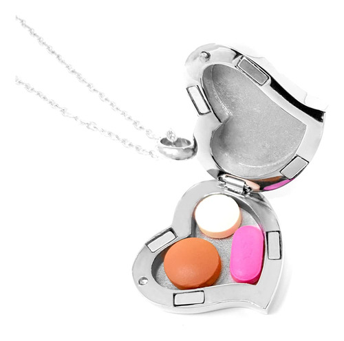 Amour Heart Pill Necklace - Polished Heart Locket With Stron