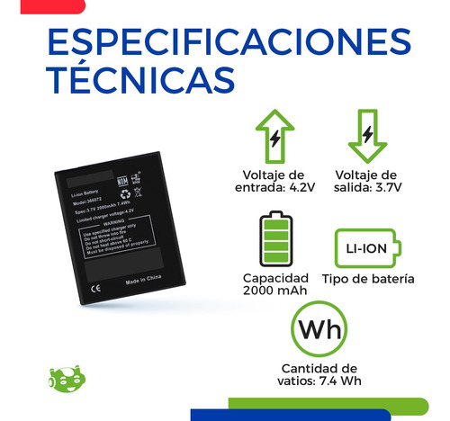 Batería Pila Compatible Con Verykool 366072 2000mah
