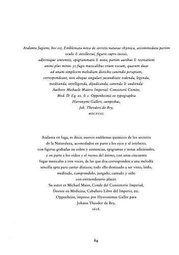 Michael Maier : La Fuga De Atalanta - Con Cd - 2ª Ed. 2017