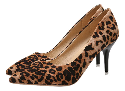 Tacones Para Mujer Con Estampado De Leopardo, Tacones Altos