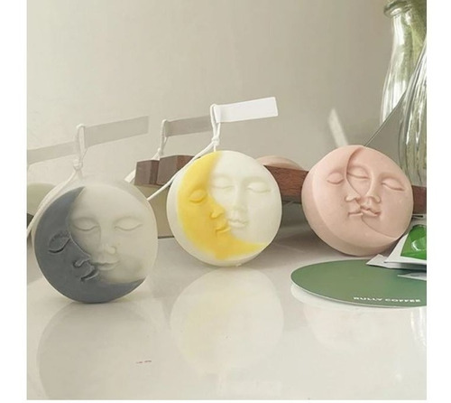 Molde Silicón 4 Divisiones Velas Chocolate Luna Sol Jabón Color Rosa
