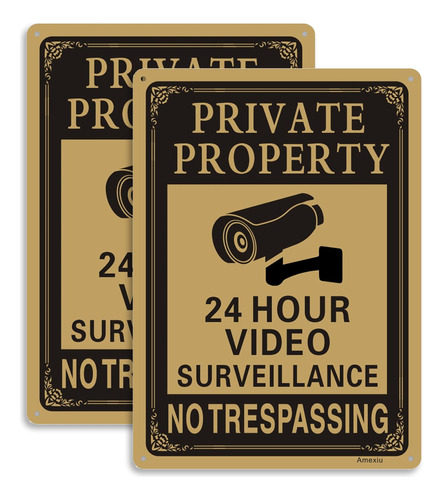 Amexiu Private Property No Trespassing 24 Hora Cctv Camara X
