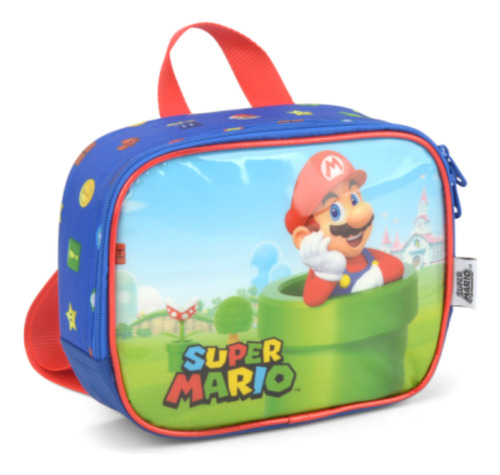 Lancheira Térmica Escolar Super Mario Luxcel - Azul