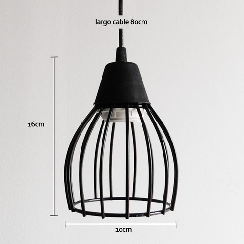 Lampara Colgante Vintage 1 Luz Jaula Negra