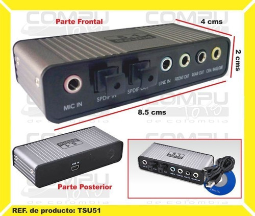 Tarjeta De Sonido Usb 5.1 Externa Ref: Tsu51 Computoys Sas