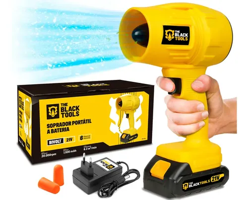 Soprador De Ar Turbo 21v Portátil Bateria Recarregável Potente Para Folhas Pó Limpeza Carro Tso-21a The Black Tools Amarelo 127/220v