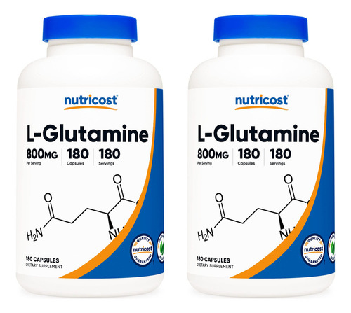 Nutricost L-glutamina 800 Mg, 180 Cápsulas (2 Botellas)