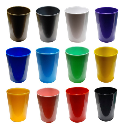 Vaso De Plástico 12 Unidades Varios Colores Reutilizable