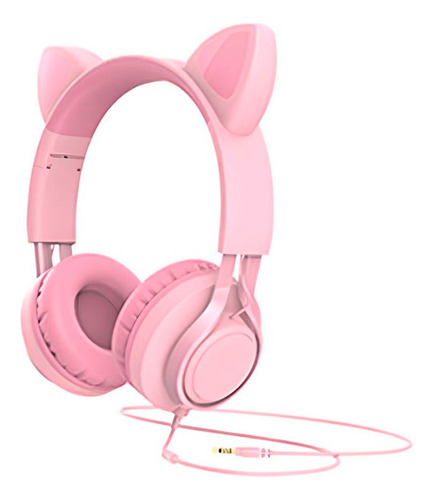 Auriculares Cableados Havit Hv-h225d Orejas Gato Colores Css Color Rosa Pastel Color De La Luz Negro