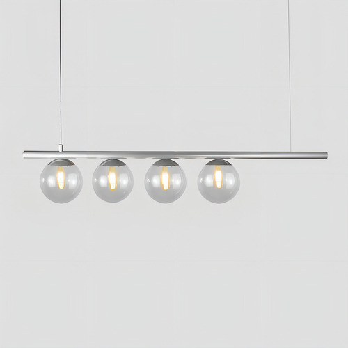 Lustre Pendente Figo Prata 4 Globos Esfera De Vidro Fumê Trybo Design 4-2620-15-FU