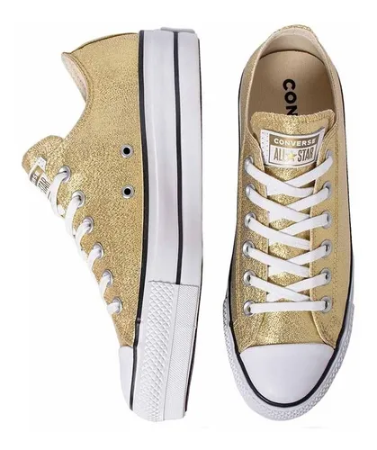 Zapatilla Converse Plataforma All Star Lift Ox Dorado