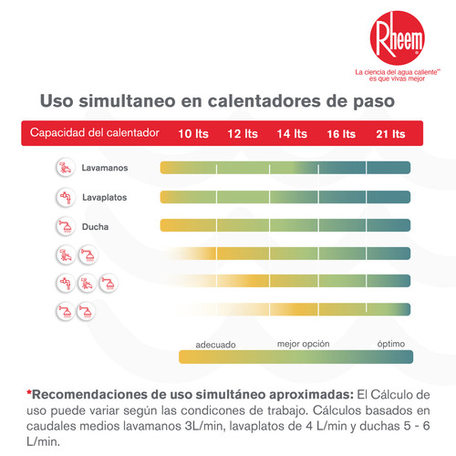 Calentador de agua 10 litros Gas Natural Tiro Forzado Rheem