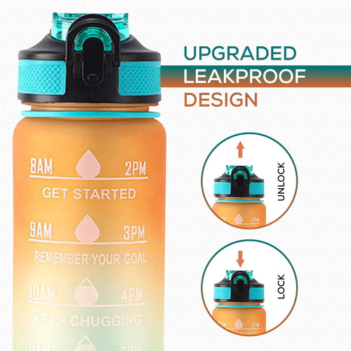 Botella De Agua Potable Sin Bpa A Prueba De Fugas De 32 Oz C