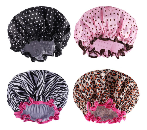 4 Gorros De Ducha Reutilizables, Gorro De Ducha Impermeable,