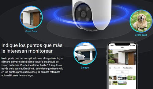 Imagen 7 de 10 de Camara Seguridad Wifi Ezviz H8c 2mp Color Sirena Audio 360