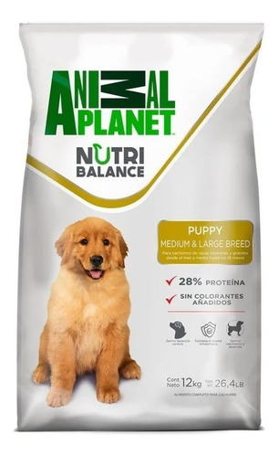 Alimento Animal Planet Cachorro Raza Mediana/grande 12 Kg