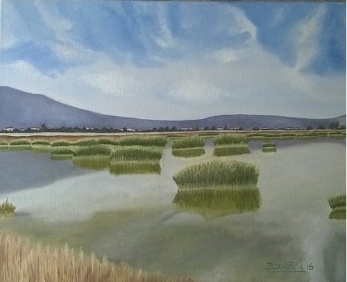 Pintura De Paisaje  Al Óleo Sobre Tela En Bastidor De Madera