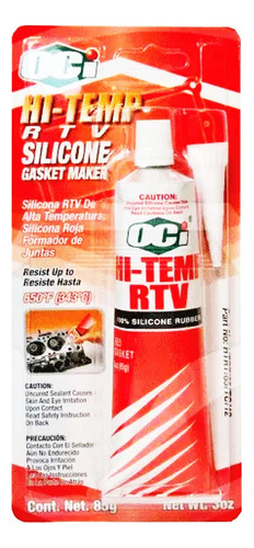 Silicon Automotriz Alta Temp. Rojo Tubo 70g. Ocitec Rtv 300