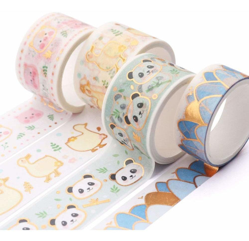 Super Cute Washi Tape Set, 25 Mm De Ancho 4 Rollos De C...