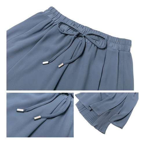 Falda Pantalon Mujer Moda Casual Gasa Cintura Alta Corte A