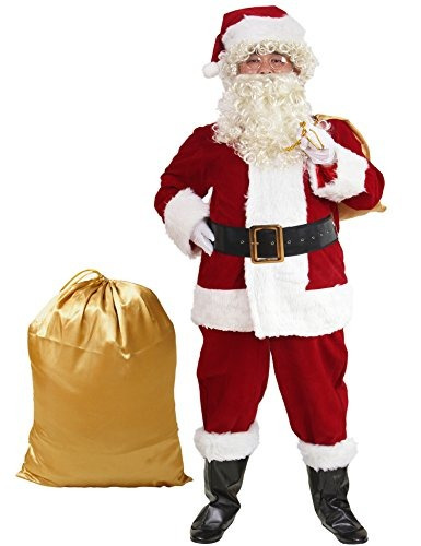 Disfraz Para Adulto De Santa Claus 10 Piezas Talla Xxxl