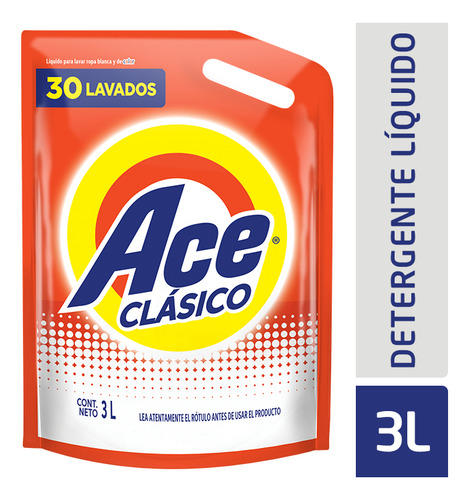 Jabón Líquido Clásico Ropa Blanca Y De Color 3l Ace