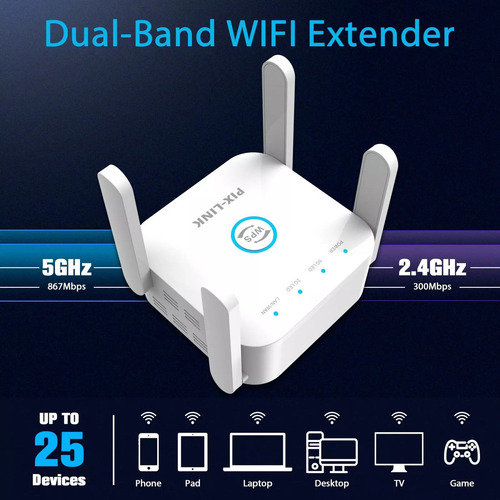 Repetidor Wifi 1200mbps 5ghz 4 Antenas Extensor Amplificador