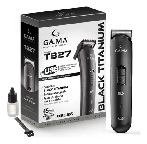 Cortadora De Pelo Gama Black Titanium Carga Usb Trimmer T827