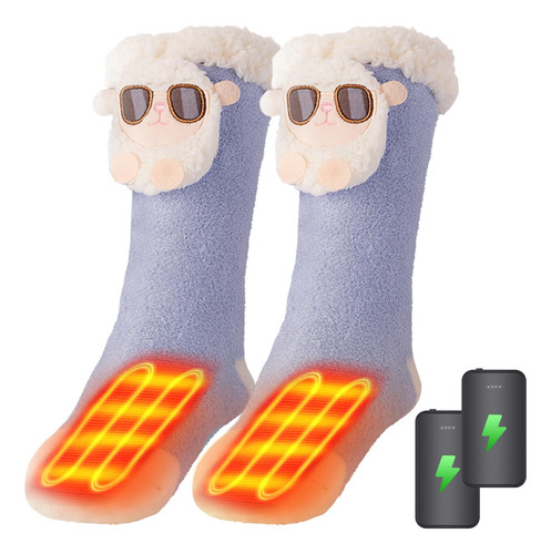 Calcetines Térmicos Mujer Calefacción Eléctrica 4000 Mah Azul Diseño De La Tela Talle