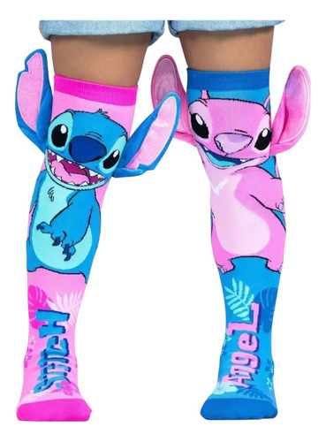 Medias Locas 3d De Stitch Azul Algodón Unico