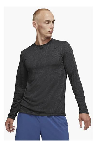 Playera Nike Running Dry Fit Hombre Sleeve Gris Acero