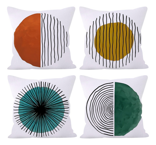 4 Juegos De Fundas De Cojín, Estampado A Rayas Multicolor