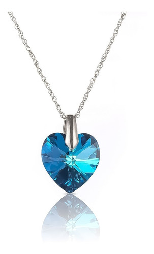 Imagen 2 de 10 de Conjunto Aros Y Cadena Dije Corazón Cristal 10mm Plata 925