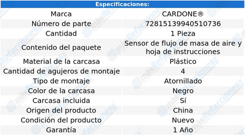 Sensor Maf Subaru Legacy H4 2.5l 99 Cardone