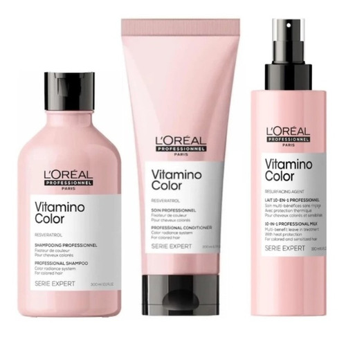 Shampoo 300ml + Acondicionador + Spray Vitamino Color Loreal