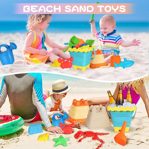 Set De Juguetes De Arena De Playa Elovien, 24 Piezas, Con Mo