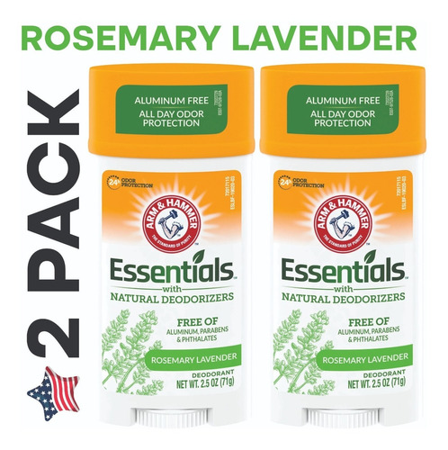 2 Pack Desodorante Arm & Hammer 71g Essentials Rosemary