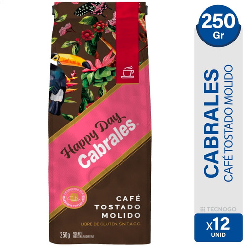 Cafe Cabrales Molido Tostado Happy Day Kosher Sin Tacc - X12