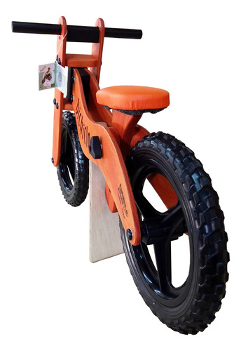 Imagem 4 de 4 de Bicicleta Infantil De Madeira Aro 12 - Bichiclo Laranja