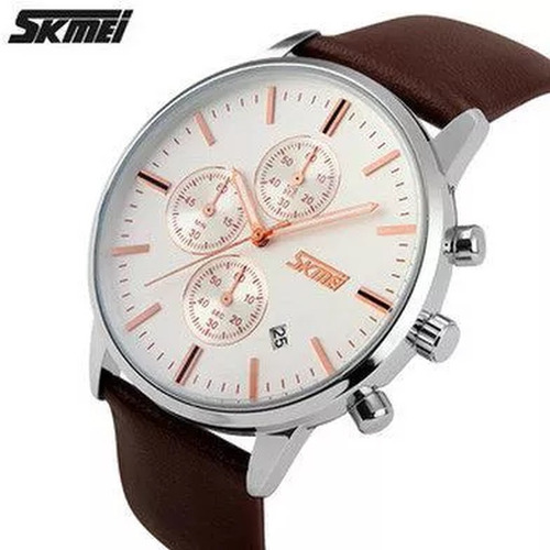 Reloj Pulsera Skmei 9103 Cronografos Wr3atm Malla Cuero