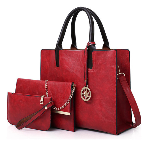 Set 3 Bolsas Con Estuche Cosméticos Y Cartera Negro